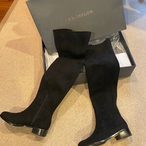 Ann Taylor Black Suede Over-the-Knee Boots